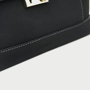 Modern metal-closure flap sculptural faux suede crossbody bag