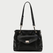 Envelope style front pocket PU leather shoulder bag