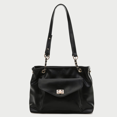 Envelope style front pocket PU leather shoulder bag