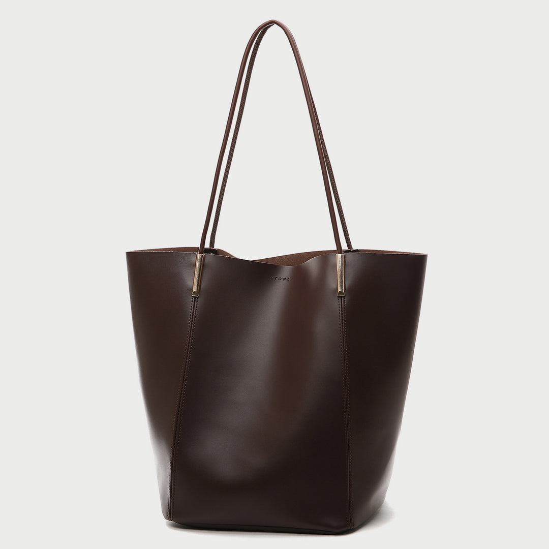 Minimalistic smooth PU leather tote (2-in-1 set)