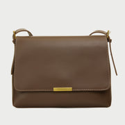 Metal hardware flap style PU leather crossbody bag