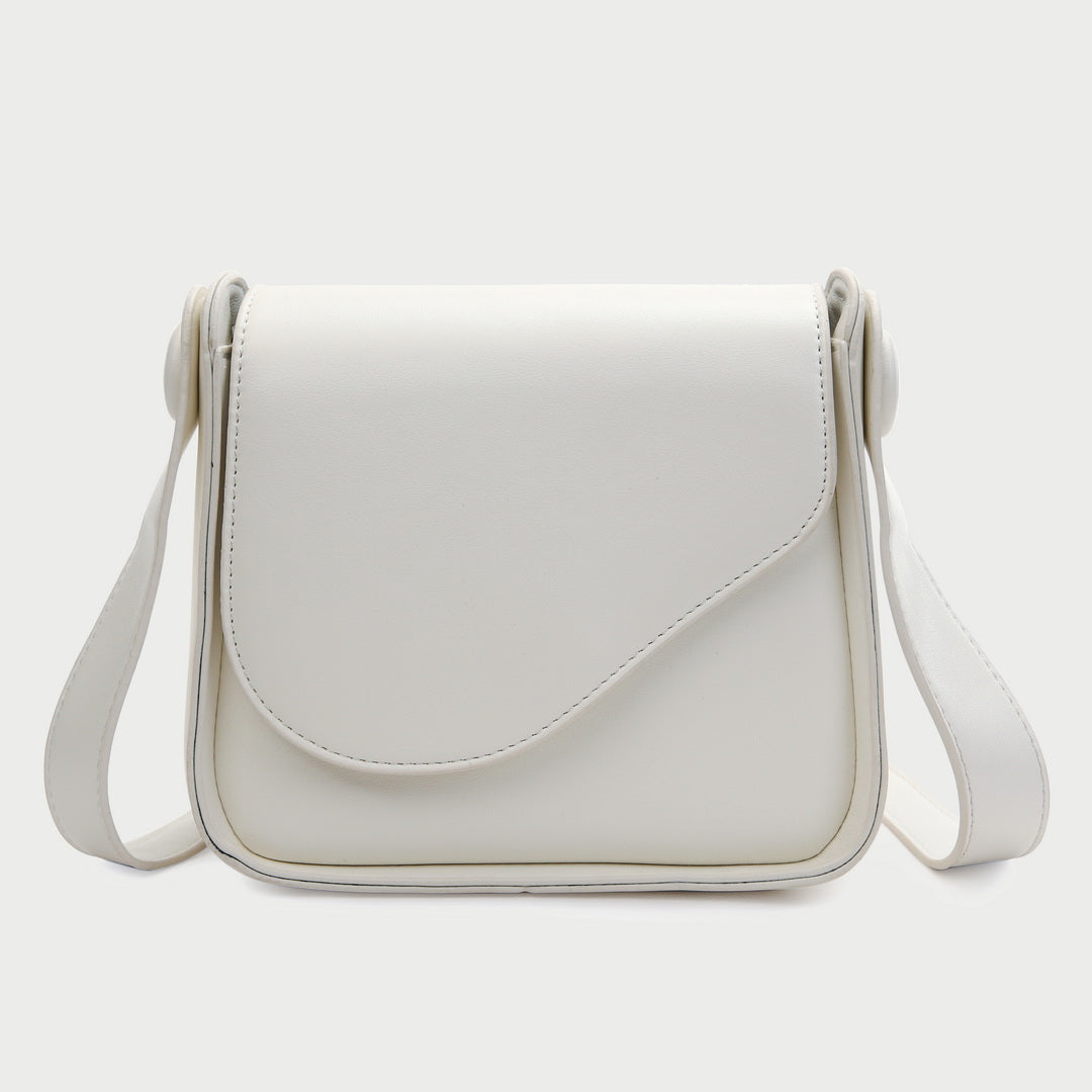 Asymmetric curve flap PU leather crossbody bag