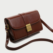 Metal pushlock strap style flapover PU leather crossbody bag