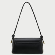 Metal clasp flap knotted strap PU leather shoulder bag
