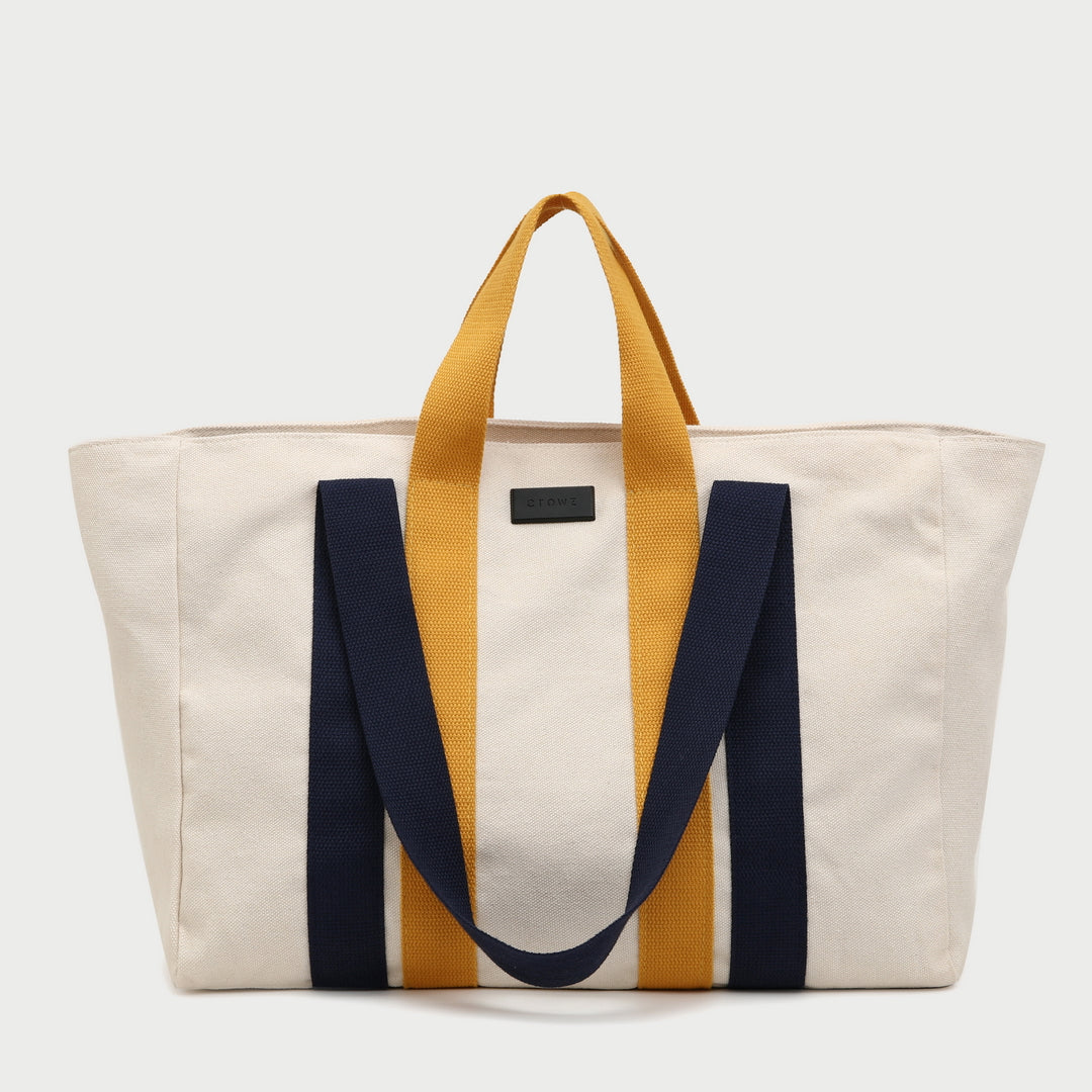 Contrast handle roomy canvas tote bag