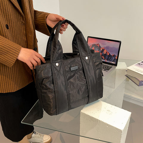 Multiple compartment lightweight quilted nylon handbag (Medium)