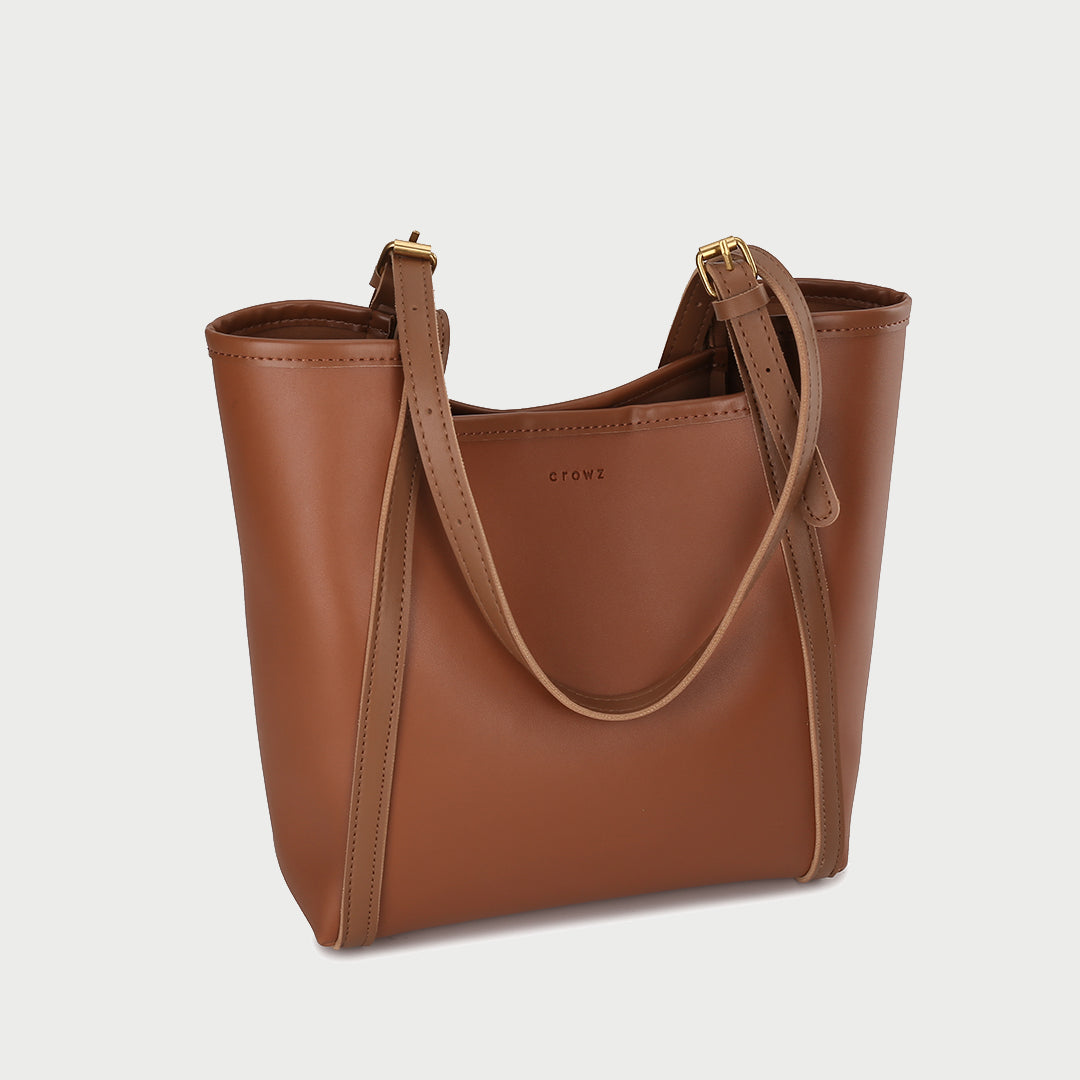 Sculptural PU leather shoulder bag (2-in-1 set)