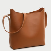Minimalistic front pocket streamlined 2-in-1 PU leather bucket bag