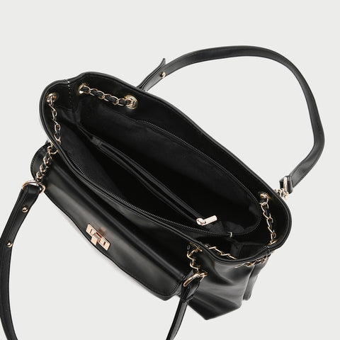 Envelope style front pocket PU leather shoulder bag