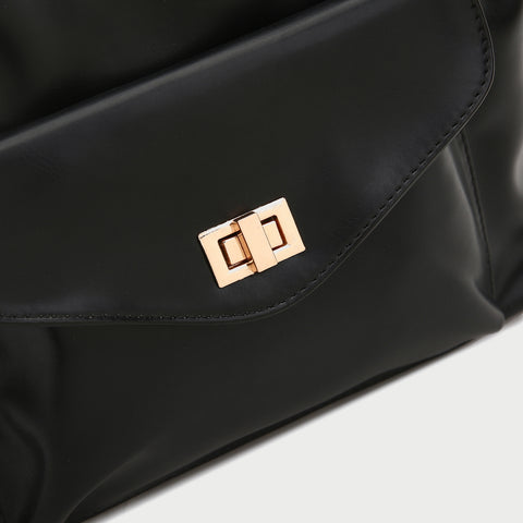 Envelope style front pocket PU leather shoulder bag