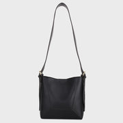 Double-strap detail shoulder strap PU leather bucket bag (2-in-1)