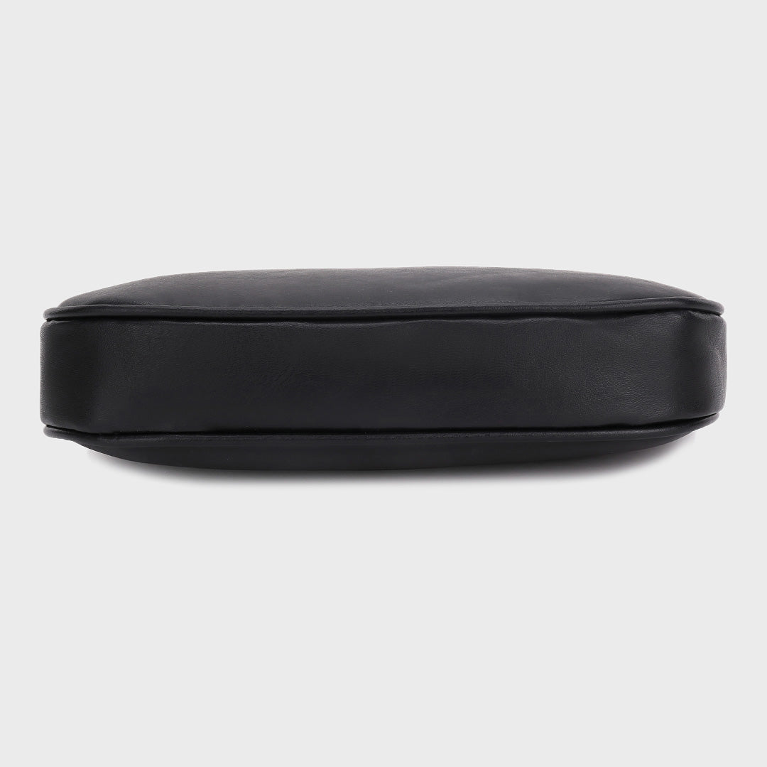 Circular zip pouch chain handle PU leather crossbody bag