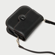 Button detail streamlined flapover PU leather crossbody bag