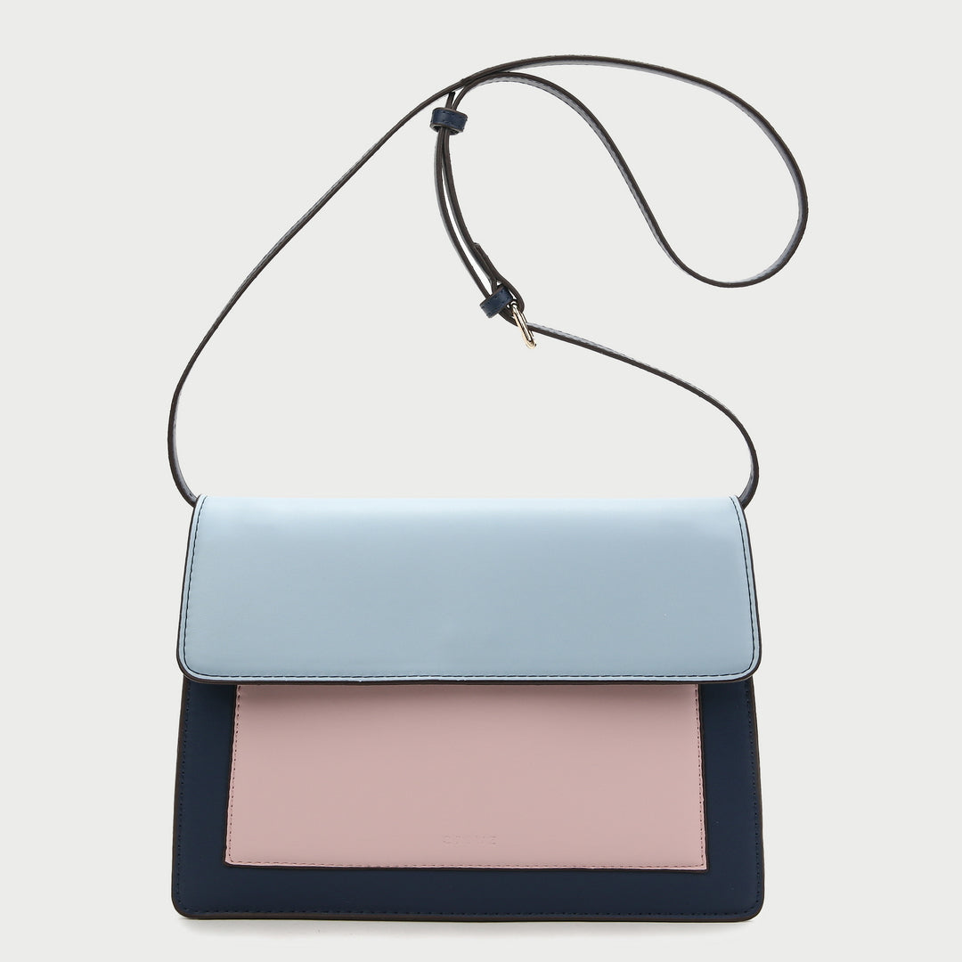 Colourblock classic flap-style PU leather crossbody bag