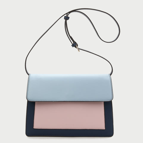Colourblock classic flap-style PU leather crossbody bag