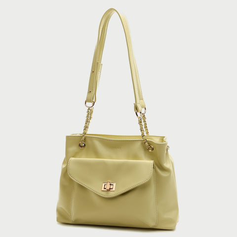 Envelope style front pocket PU leather shoulder bag