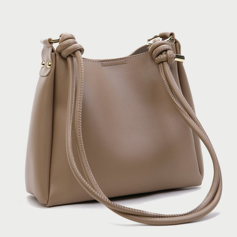 Coiled drawstring shoulder strap PU leather bucket bag (2-in-1 set)