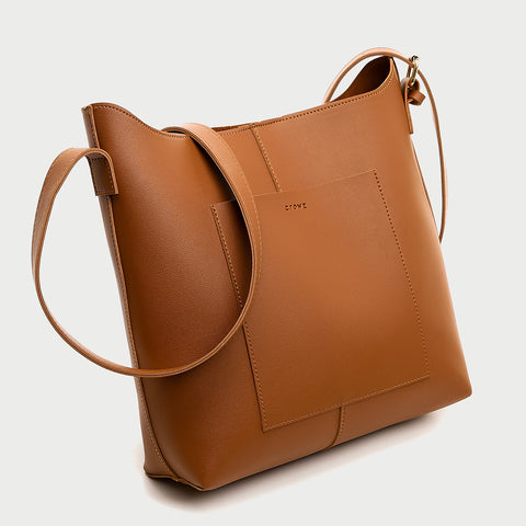 Minimalistic front pocket streamlined 2-in-1 PU leather bucket bag