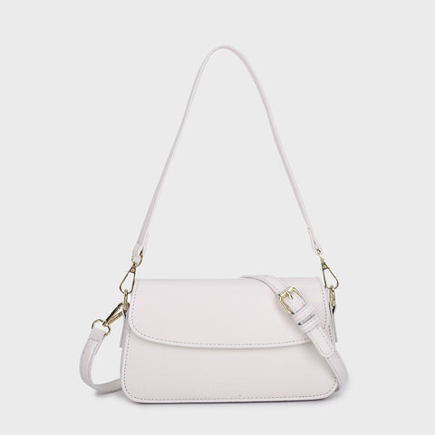 Minimalistic flap-style PU leather shoulder bag (With an extra strap)