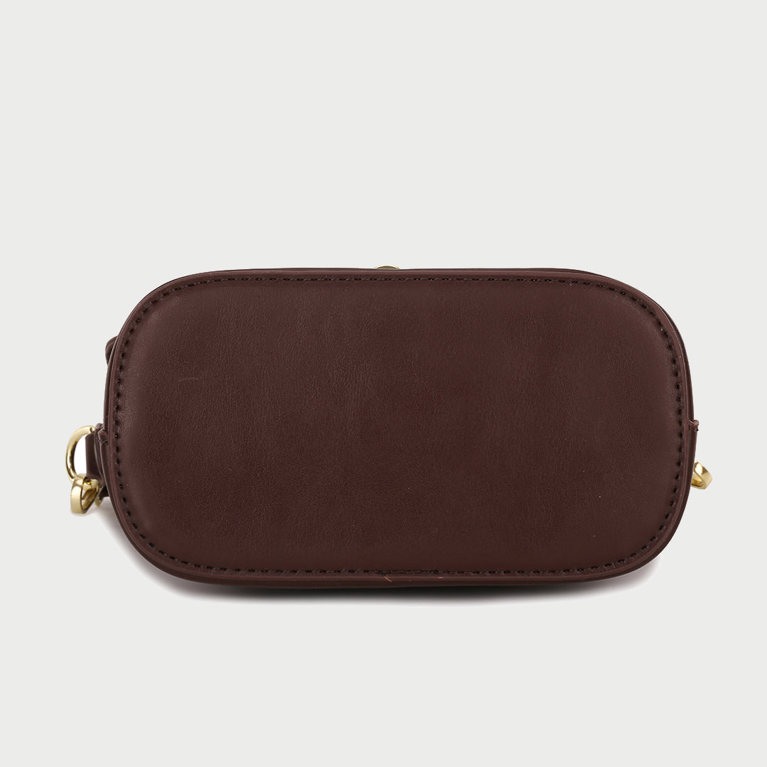 Metal turn-lock strap saddle flap PU leather bucket crossbody bag