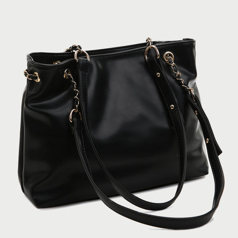 Envelope style front pocket PU leather shoulder bag