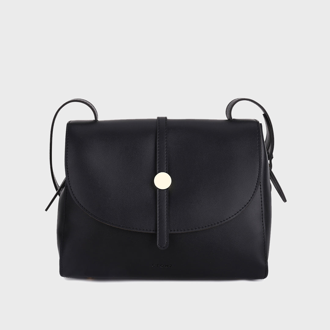 Metal stud strap flap PU leather crossbody bag