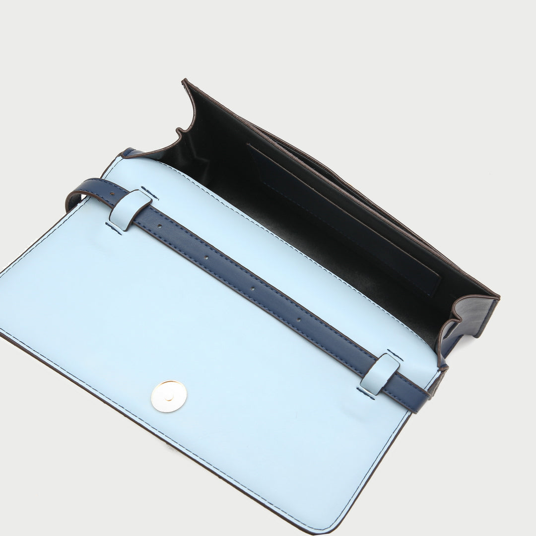 Colourblock classic flap-style PU leather crossbody bag