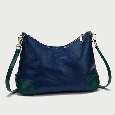 Metal chain handle detail crease-effect PU leather crossbody bag
