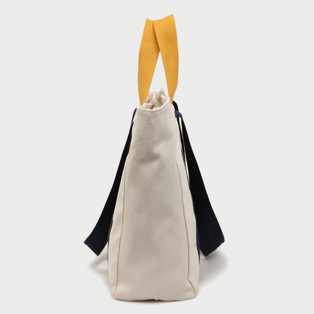 Contrast handle roomy canvas tote bag