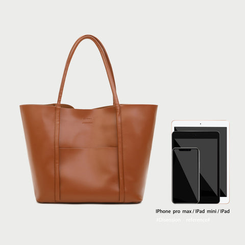 Minimalistic front pocket PU leather tote bag (2-in-1 set)