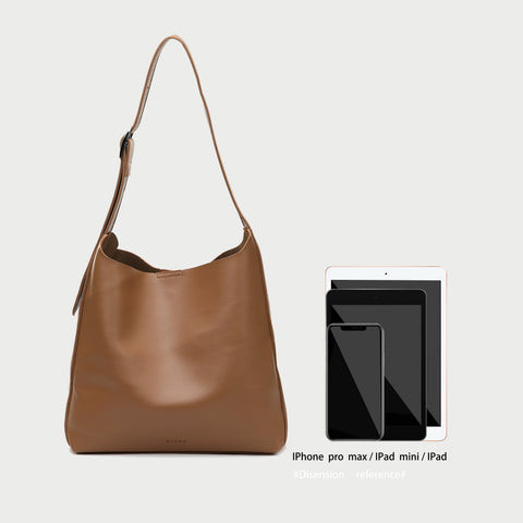 Minimalistic style adjustable shoulder strap PU leather bucket bag