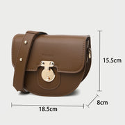 Elegant metal closure PU leather saddle crossbody bag
