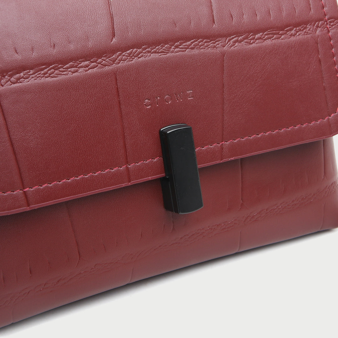 Twist handle croc-effect PU leather shoulder bag