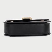 Retro saddle-inspired strap detail flap PU leather crossbody bag