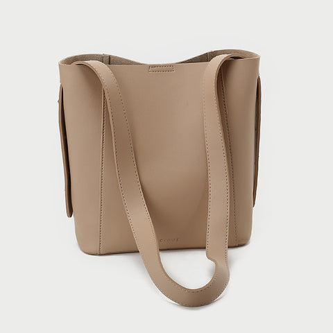 Topstitching PU leather 2-in-1 bucket bag