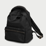 Woven chain strap embellished nylon backpack