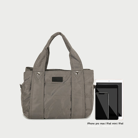 Multiple compartment lightweight quilted nylon handbag (Medium)