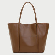 Minimalistic front pocket PU leather tote bag (2-in-1 set)