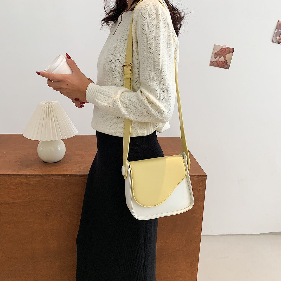 Asymmetric curve flap PU leather crossbody bag