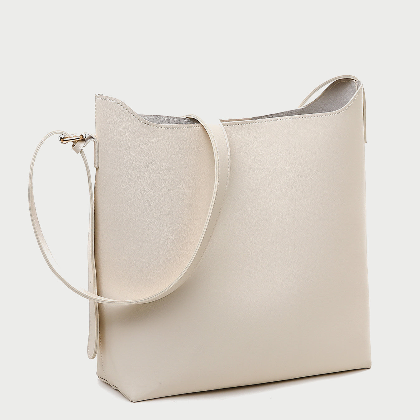 Minimalistic front pocket streamlined 2-in-1 PU leather bucket bag