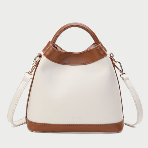 Modern top handle PU leather bucket bag