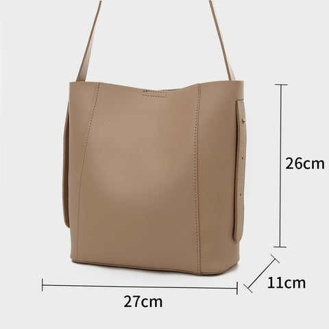 Topstitching PU leather 2-in-1 bucket bag