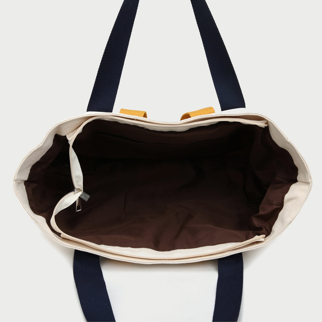 Contrast handle roomy canvas tote bag