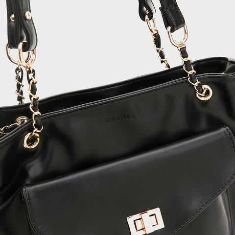 Envelope style front pocket PU leather shoulder bag