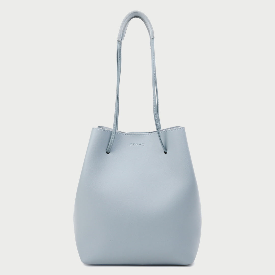 Modern minimalistic smooth PU leather bucket bag