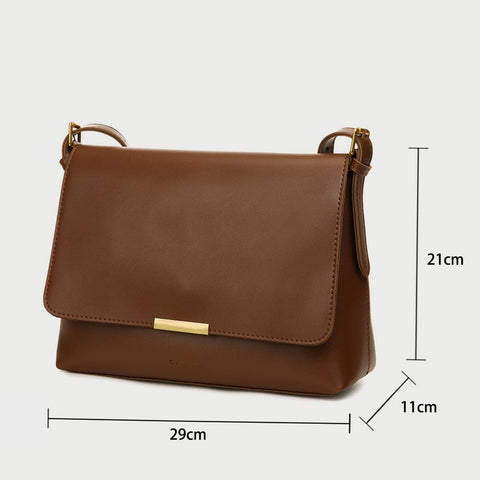 Metal hardware flap style PU leather crossbody bag