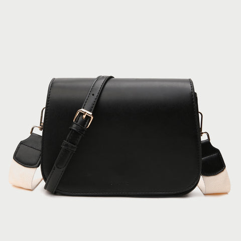Minimalistic flap-style PU leather crossbody bag (With an optional strap)