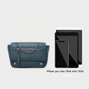 Zipped front flap studded PU leather crossbody bag