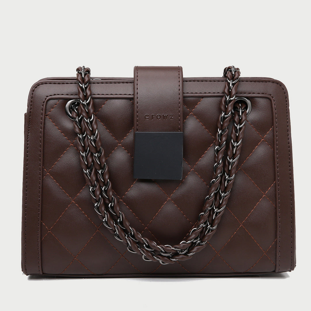 Square embellished quilted PU leather crossbody bag