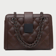 Square embellished quilted PU leather crossbody bag